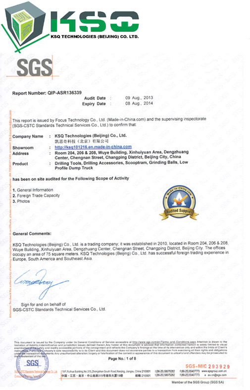 China KSQ Technologies (Beijing) Co. Ltd Certificaten
